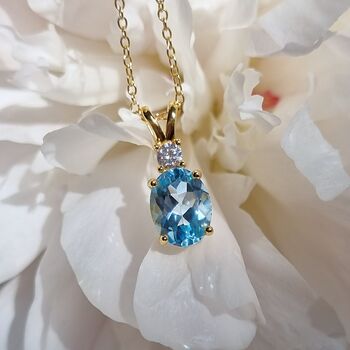 Blue Topaz Necklace In Sterling Silver And Gold Vermeil, 3 of 9