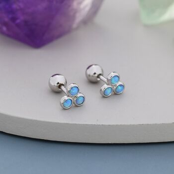 Blue Opal Trio Screw Back Earrings, 5 of 12