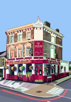 Fox And Hounds, Battersea, London Illustration Print, 2 of 2