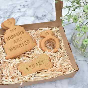 Personalised 'My Humans Are Married' Dog Biscuits Gift, 3 of 5
