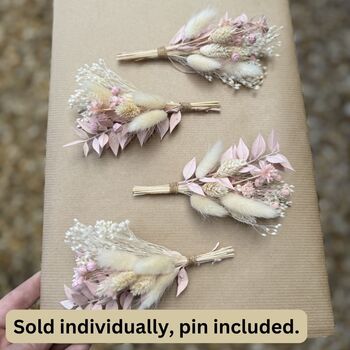 Pastel Pink And White Dried Flower Buttonhole, 2 of 2