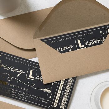 Personalised Driving Lessons Voucher Gold Foil, 7 of 9