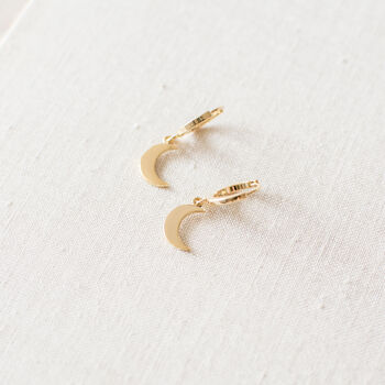 Gold Plated Crescent Huggie Earrings, 6 of 10