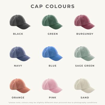 Personalised Vintage Cap With Year Embroidery Text, 6 of 6