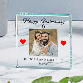 Personalised Happy Anniversary Glass Photo Token, 4 of 6