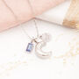 Personalised Engraved Moon Memorial Necklace With Birthstone, thumbnail 2 of 8