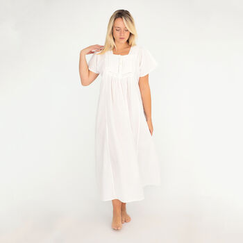 White Cotton Victorian Styled Panel Nightdress, 5 of 7