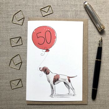 Personalised English Pointer Birthday Card, 3 of 6