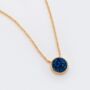 Round 18k Gold Plated Blue Druzy Crystal Necklace, thumbnail 3 of 5