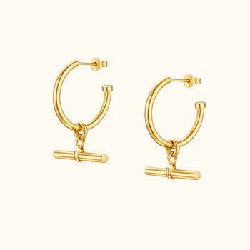 Waterproof Stainless Steel T Bar Hoop Earrings, 2 of 3
