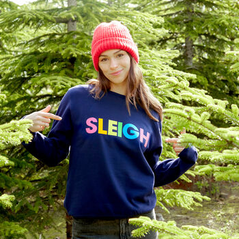 Neon Rainbow Sleigh Christmas Sweatshirt Jumper, 4 of 7