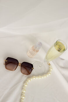 Pink Front Lens Glitter Detail Hexagonal Sunglasses, 6 of 6