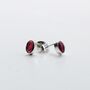 Garnet And Sterling Silver Oval Stud Earrings, thumbnail 5 of 7