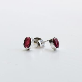 Garnet And Sterling Silver Oval Stud Earrings, 5 of 7