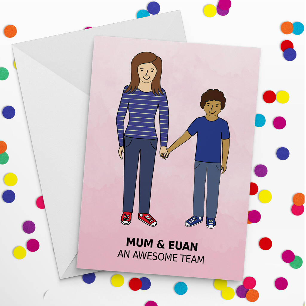 Design Your Own Mum And Son Portrait Mother's Day Card By nickynackynoo ...