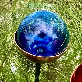 Set Of Five Colourful Glass And Copper Garden Sculptures, 6 of 11