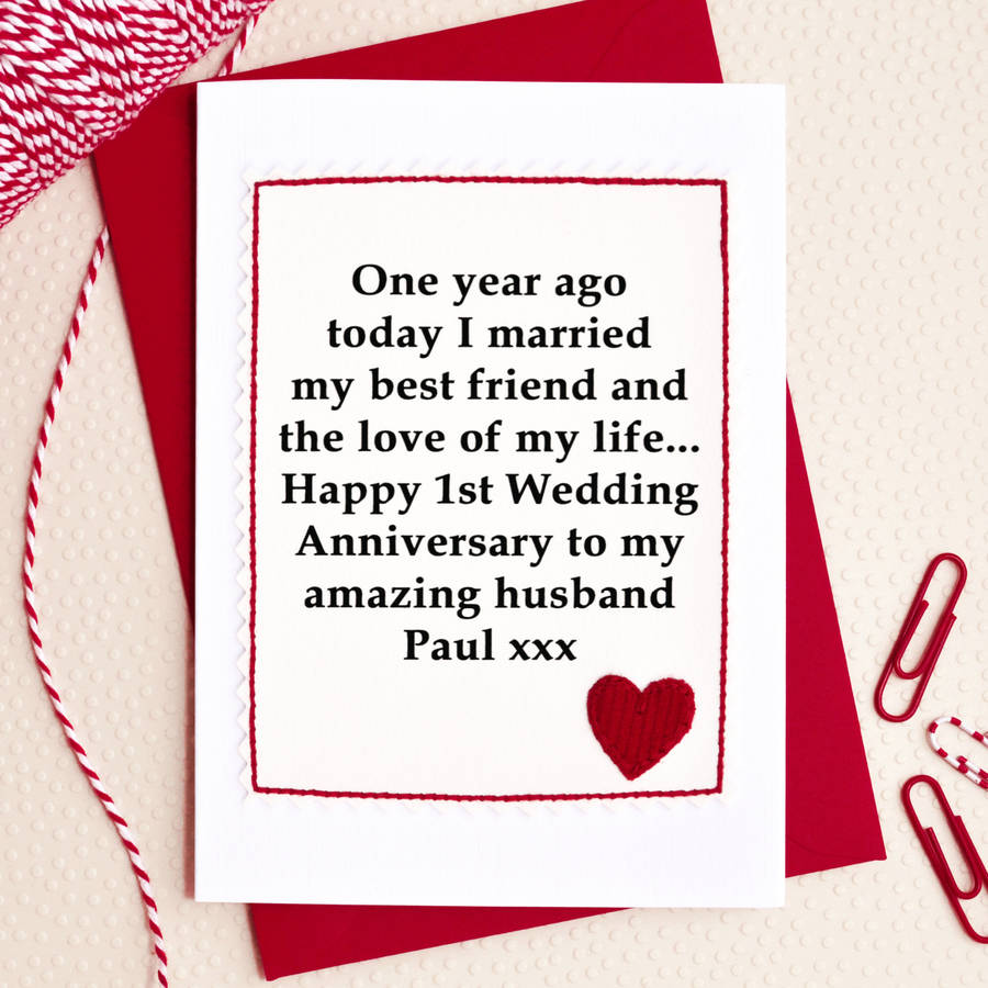 Personalised 1st Wedding Anniversary Card By Jenny Arnott