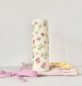 Hand Painted Colourful Wildflower Pillar Candle, 3 of 5