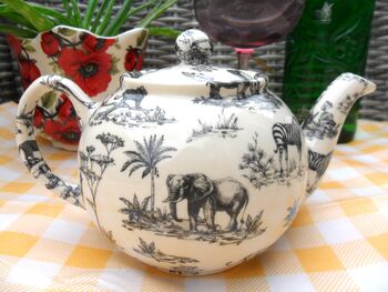 Two Cup Teapot In Black Safari Design, 6 of 9