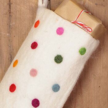 Fair Trade Wool Polka Dot Stocking, 4 of 6