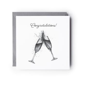 Congratulations Champagne Glasses Greeting Card, 2 of 6