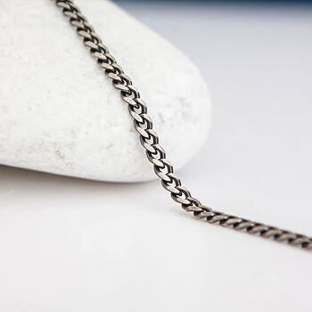 Mens Oxidised Sterling Silver Curb Chain Bracelet, 5 of 10