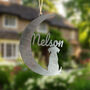 Dog Personalised Silhouette Steel Moon Crescent, thumbnail 4 of 8
