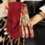 Art Print Suede Stretchy Touchscreen Gloves, thumbnail 8 of 11