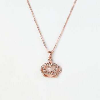 Sparkly Crown Shiny Pendant Necklace With Tiny White Zirconia, 3 of 5