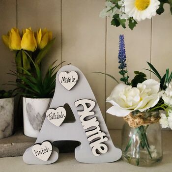 Personalised Auntie A Letter Grey Birthday Gift, 4 of 5