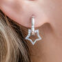 Crystal Encrusted Silver Plated Hoop And Star Earring, thumbnail 1 of 3