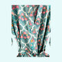 Teal Ditsy Floral Print 100% Cotton Block Print Dressing Gown, thumbnail 3 of 6