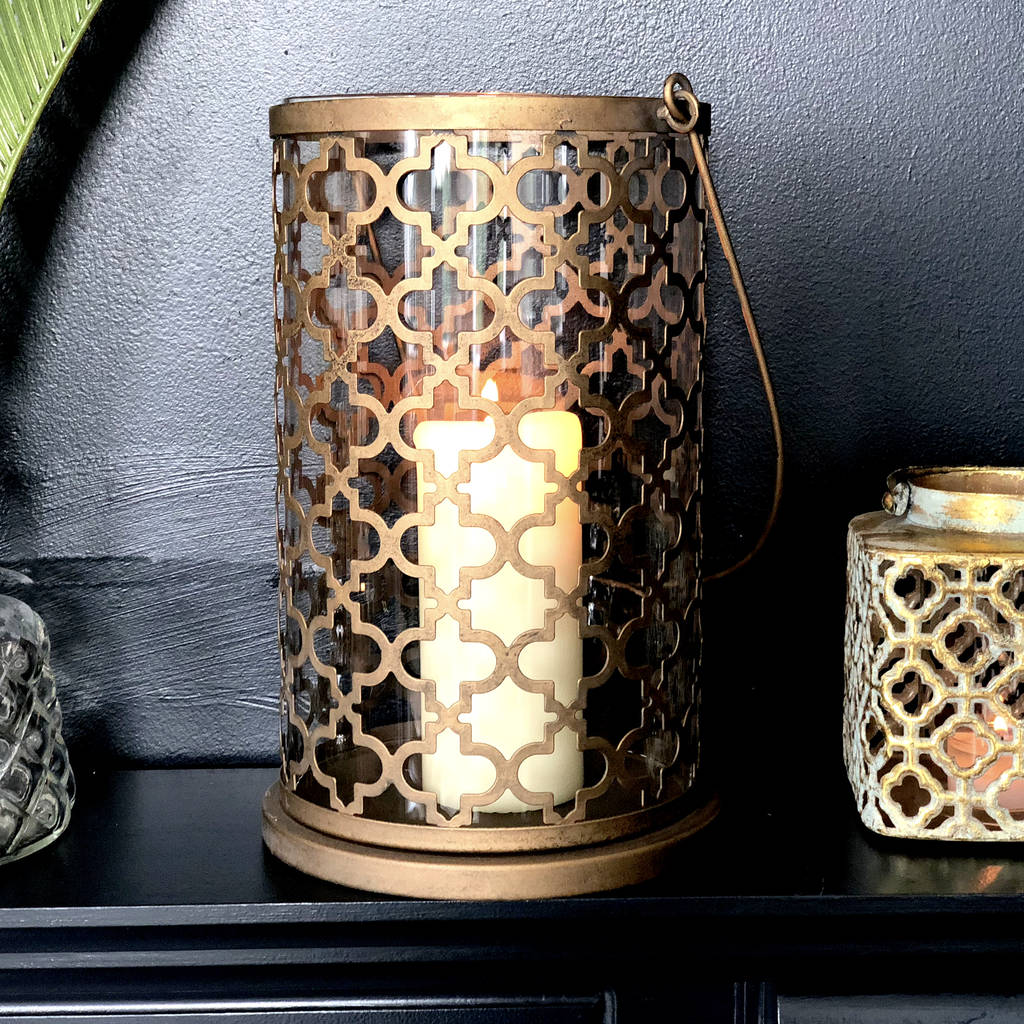 Moroccan Gold Round Lantern Quatrefoil By The Luxe Co