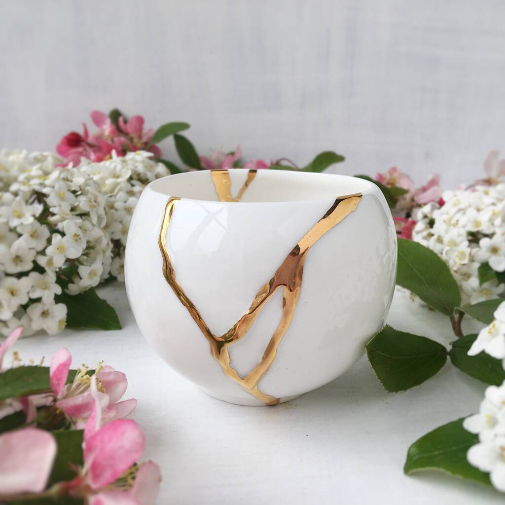Kintsugi Teacup Or Candleholder, Japanese Style Teacup, 1 of 12