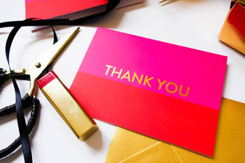 Fuchsia And Gold Foil Thank You Card, 3 of 6