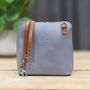 Leather Cross Body Handbag In Light Grey And Tan, thumbnail 3 of 3