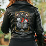 Cropped Tarot Card Black Leather Jacket, thumbnail 2 of 10