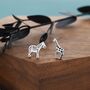 Mismatched Zebra And Giraffe Stud Earrings In Sterling Silver, thumbnail 4 of 11