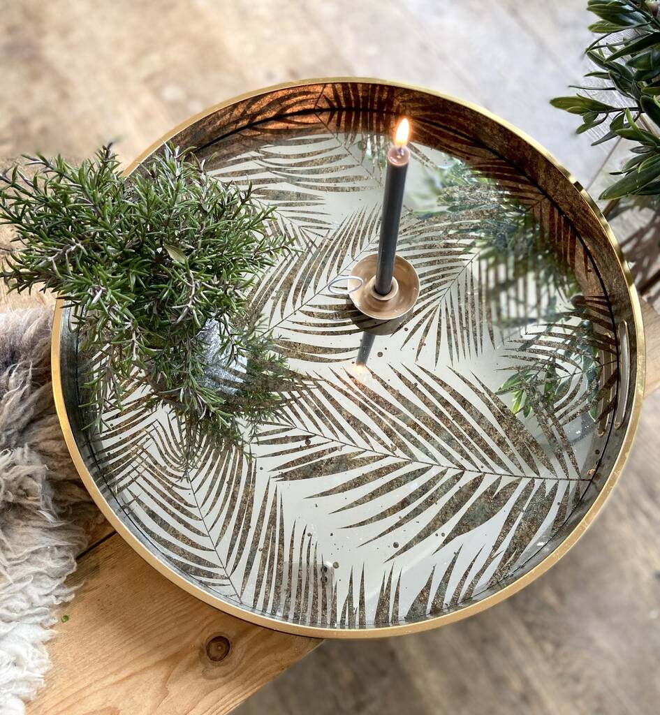 Silver And Gold Fern Round Tray