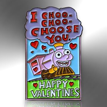 I Choo Choo Choose You Happy Valentine's Locomotive Enamel Pin, 3 of 8