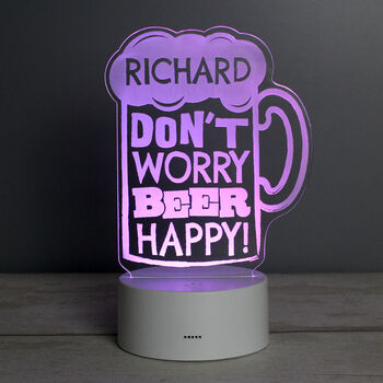 Personalised 'Beer Happy' LED Colour Changing Light, 6 of 12