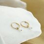 Dainty Pearl Gold Hoop Earrings, thumbnail 5 of 6