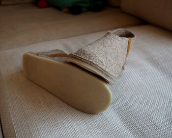 Personalised Handmade Felt And Leather Slippers, 4 of 8