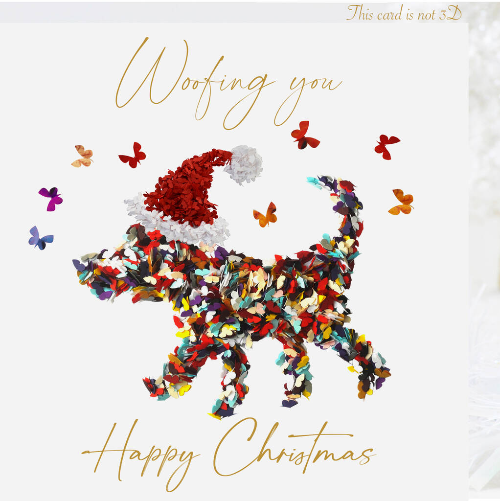 Five Christmas Dog Butterfly Cards, 1 of 11