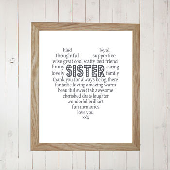 Personalised Sister Heart Print, 3 of 3