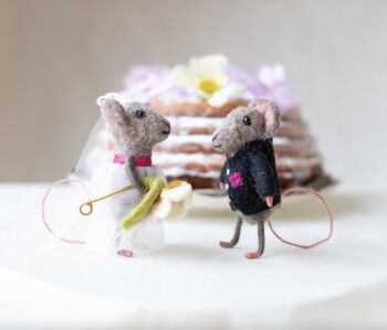 Bride And Groom Wedding Mice Felt Ornaments, 2 of 3