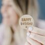 Happy Birthday Engraved Wooden Badge, thumbnail 1 of 2
