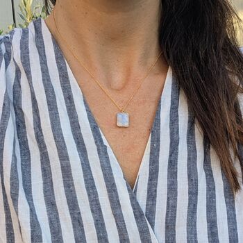 The Rectangle Moonstone Necklace, Gold Plated, 2 of 6