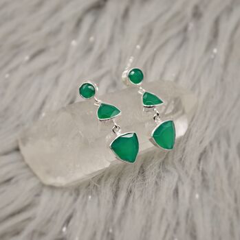 Green Onyx Multi Shape Stone Sterling Silver Earrings, 2 of 10