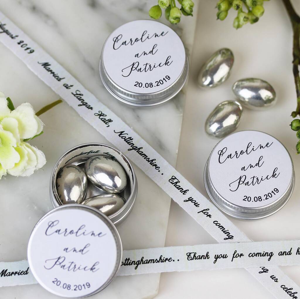 personalised silver and grey wedding favour by hearth & heritage